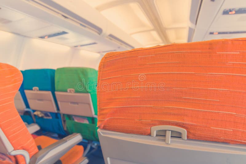 Airplane seat with in cabin of huge aircraft