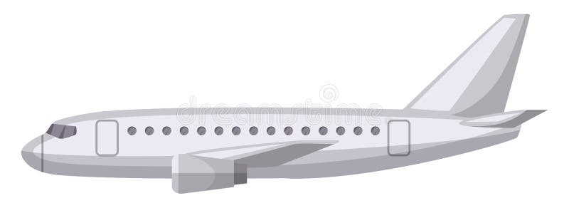 Airplane side view. Cartoon passenger jet icon stock illustration