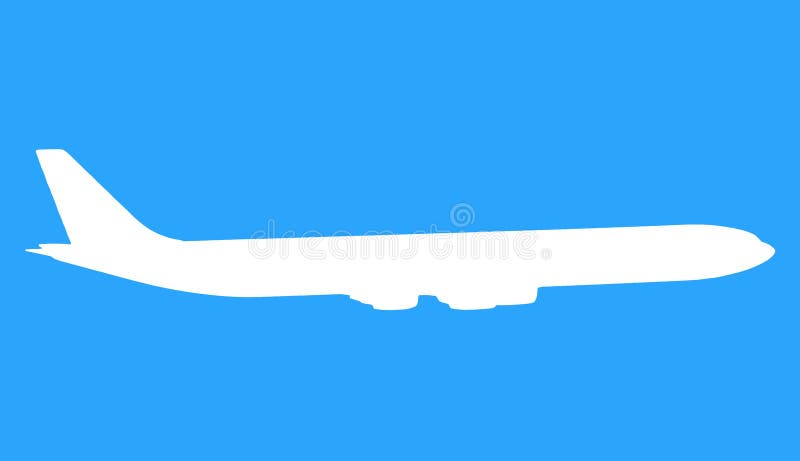 Illustration of a modern airplane - blue and white. Aircraft arrival sign illustrations
