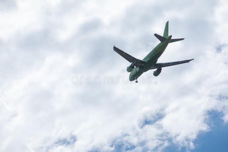 Luggage And Airplane On Beautiful Sky Travel Concept Stock Photo