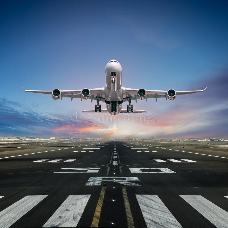 Airplane taking off from the airport. stock image