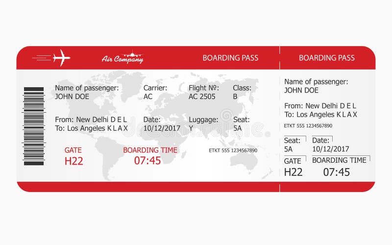 Airplane ticket. Boarding pass ticket template. Vector