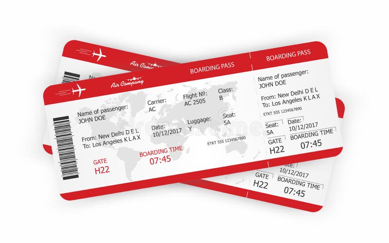 Airplane tickets. Boarding pass tickets template. Vector