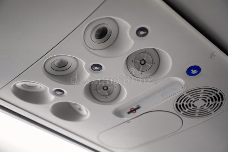 Airplane Ventilation and Lighting Controls Stock Image Image of