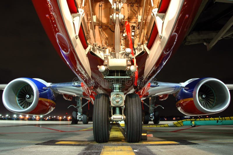 Airplane view from landing gea royalty free stock photography