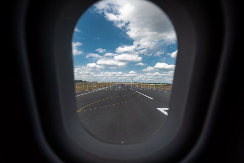 Airplane Window and Landing and Take Off Road Stock Image Image of inside, lines 155679537