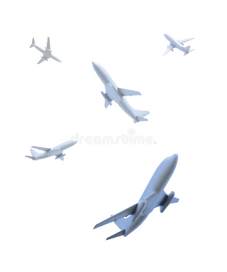 Airplanes flying in different directions