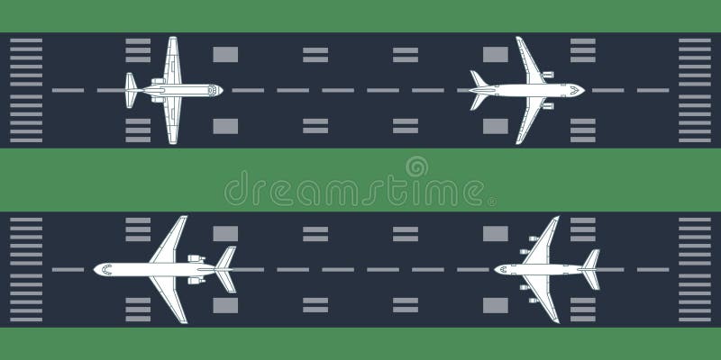 Airplanes at runway stock illustration