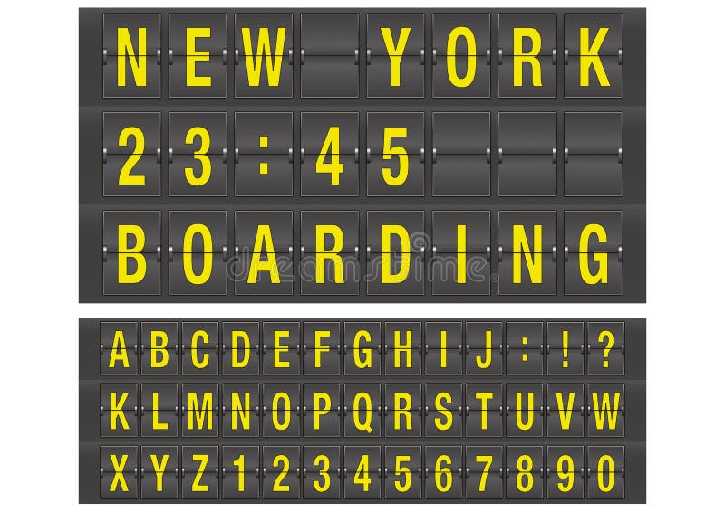 Airport Terminal Display Font Set Stock Vector Illustration of