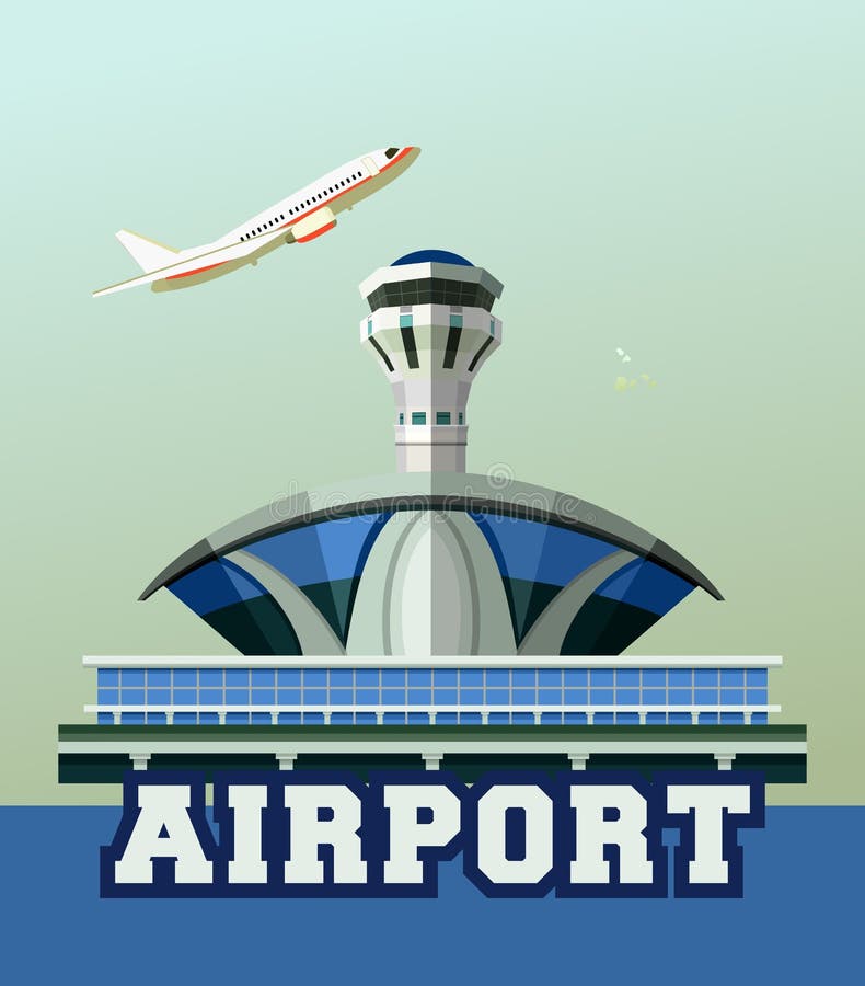 Airport building poster stock vector. Illustration of airport 75052078