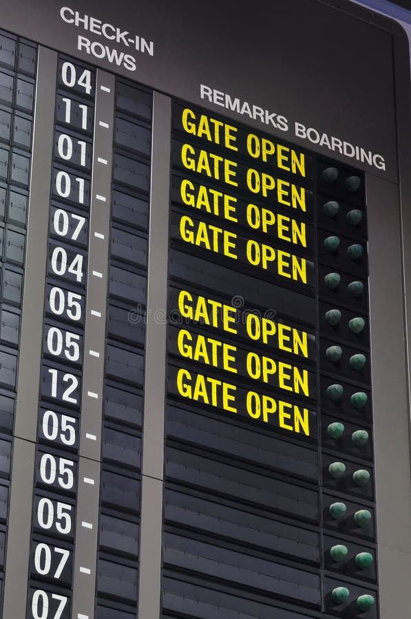 Airport departure information board