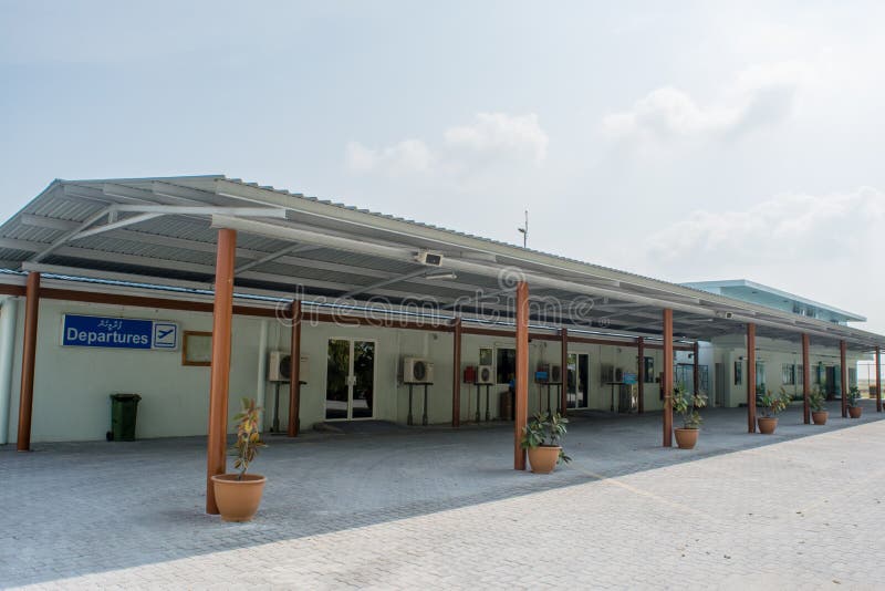 Airport facilities located in the village at the tropical island Maamigili