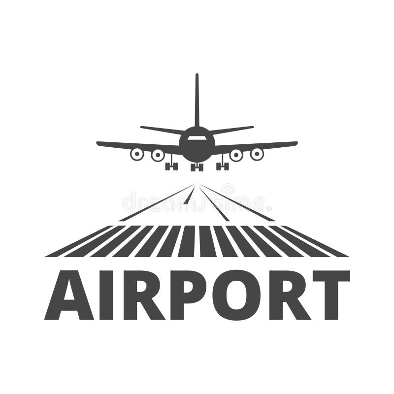 Airport Icon, Airplane on the Runway Stock Illustration - Illustration ...