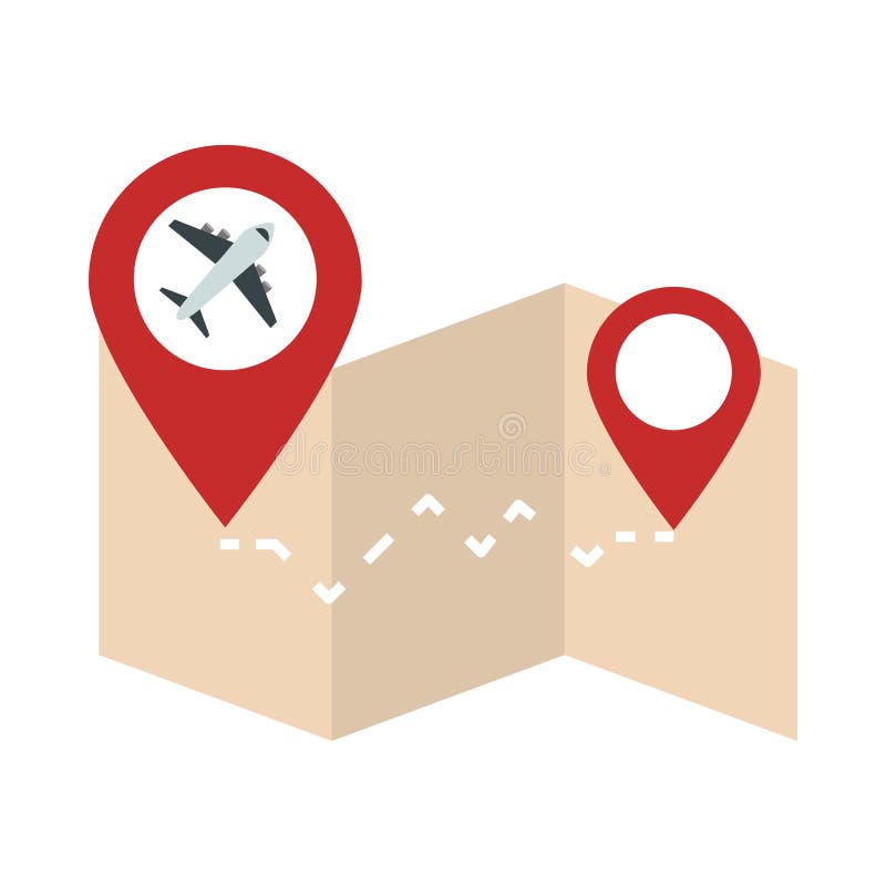 Airport map tracking flight plane travel transport terminal tourism or business flat style icon