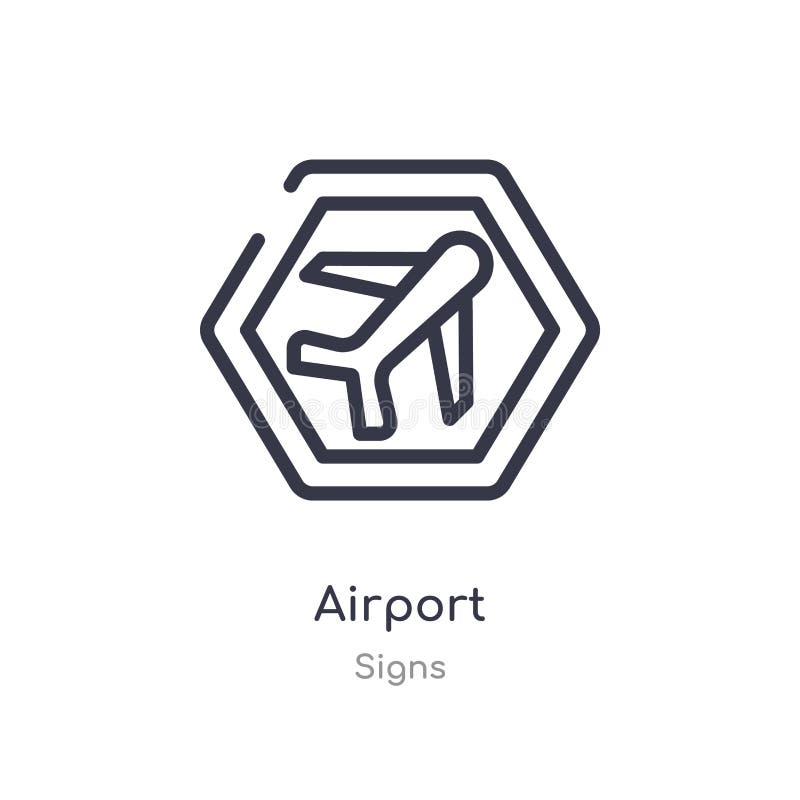 Airport Outline Icon Isolated Line Vector Illustration From Signs