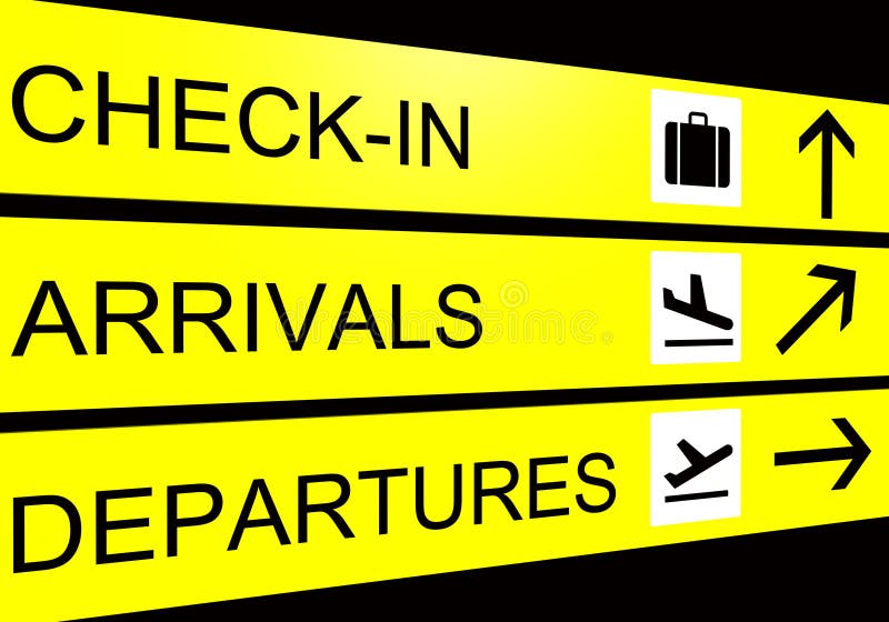 Airport Sign, Arrivals, Departure, Check in Stock Illustration ...