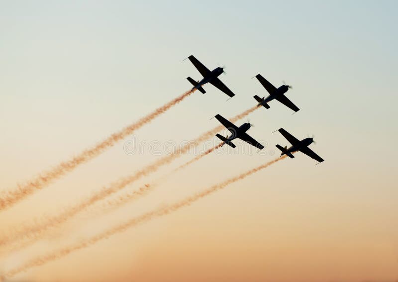 Airshow planes in formation