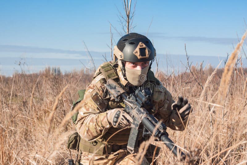 Airsoft Soldier Training Tactic in Fields Stock Photo Image of nato