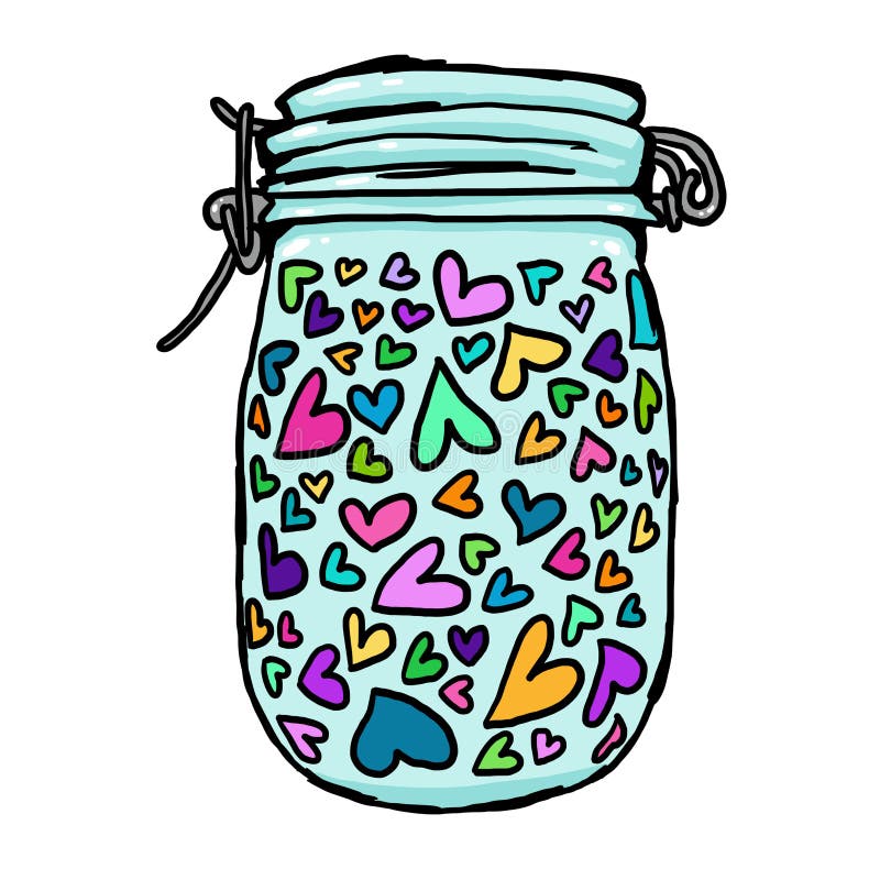 Airtight glass jar drawing stock illustration. Illustration of colored