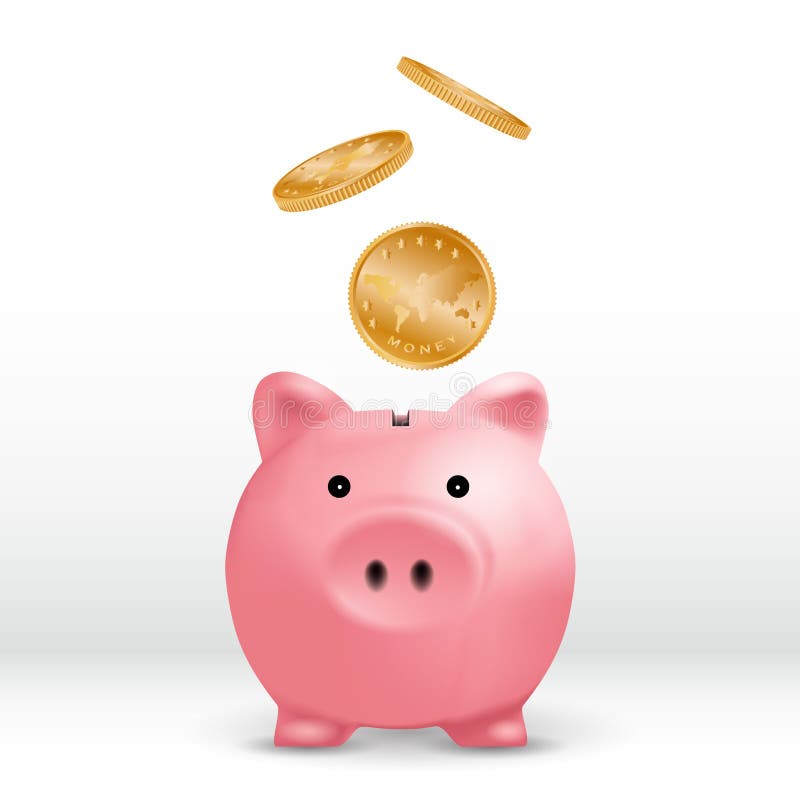 Piggy bank and money on white. Vector illustration. Piggy bank and money on white. Vector illustration