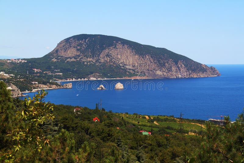 Aiudag (Bear-mountain) on Black sea in Crimea. Aiudag (Bear-mountain) on Black sea in Crimea