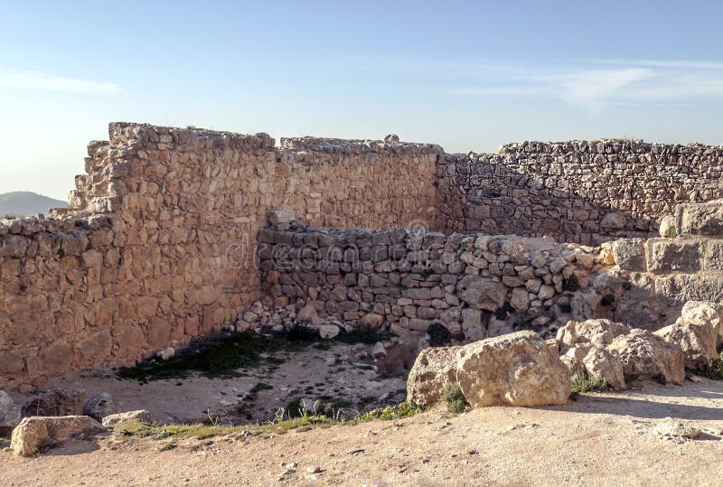 Ajloun castle in ruins stock photo. Image of blue, defensive - 54066396