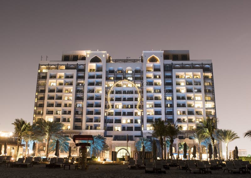 Comfortable hotel on the Persian Gulf. Night royalty free stock image Comfortable hotel on the Persian Gulf. Night royalty free stock image