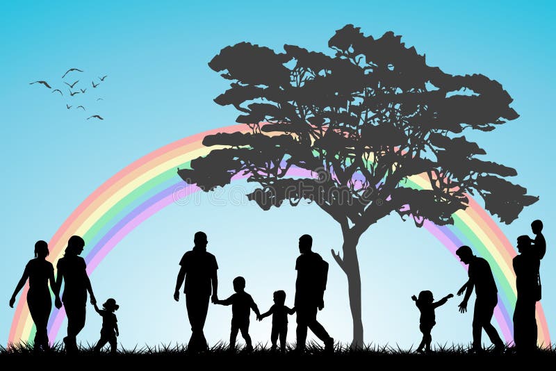 Ajouter et famille de gays et lesbiennes aux enfants illustration stock Ajouter et famille de gays et lesbiennes aux enfants illustration stock