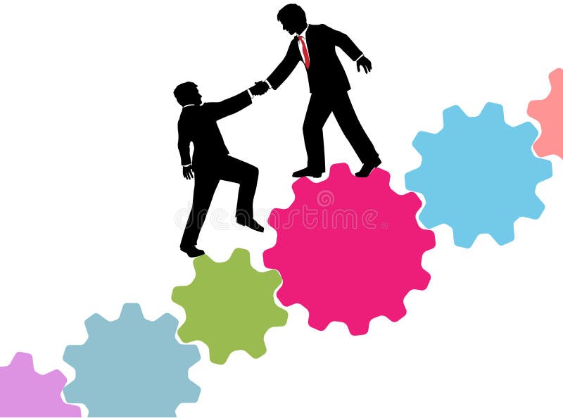 A ajuda do consultor empresarial junta-se à tecnologia ilustração do vetor A ajuda do consultor empresarial junta-se à tecnologia ilustração do vetor