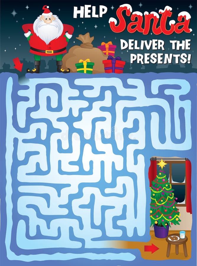 Labirinto do Natal para miúdos ilustração stock Labirinto do Natal para miúdos ilustração stock