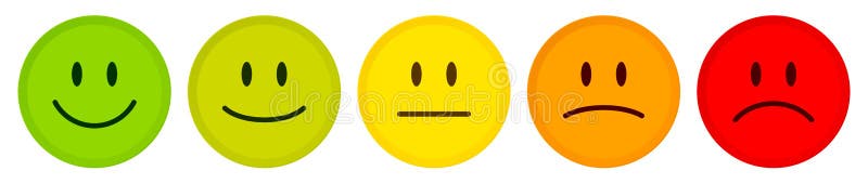 Ajustado de cinco caras coloridas Greent a vermelho ilustração stock Ajustado de cinco caras coloridas Greent a vermelho ilustração stock