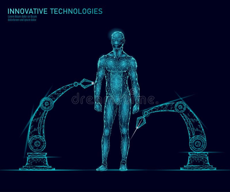 Ajustarea anatomiei corpului uman. tehnologie ADN inginerie știință inovație tehnologie superman. clonarea în domeniul sănătății g stock illustration