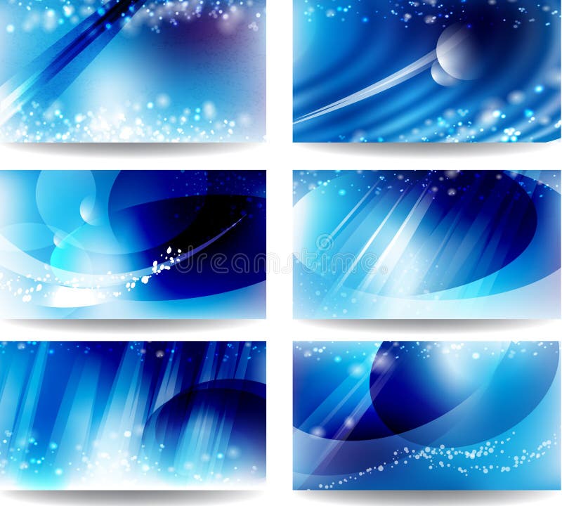 Ajuste cartões com um fundo azul ilustração stock Ajuste cartões com um fundo azul ilustração stock