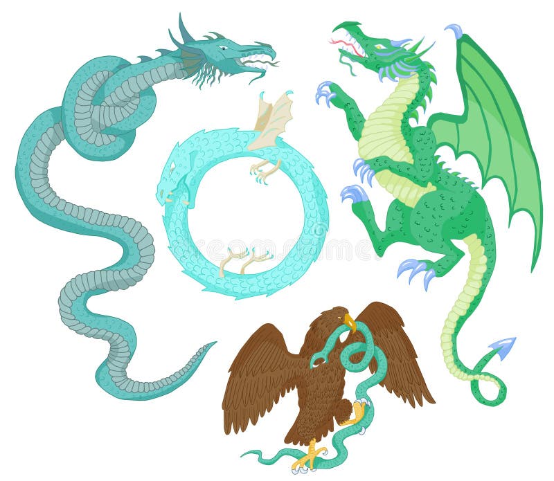 Ajuste com criaturas mitológicas ilustração do vetor Ajuste com criaturas mitológicas ilustração do vetor