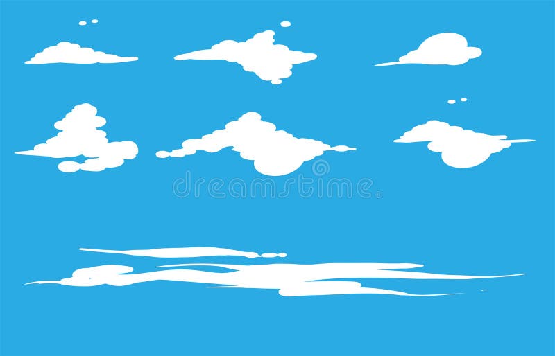 Ajuste da ilustração branca do projeto do vetor das nuvens isolada no céu azul ?cone da nuvem no fundo azul ilustração stock Ajuste da ilustração branca do projeto do vetor das nuvens isolada no céu azul ?cone da nuvem no fundo azul ilustração stock