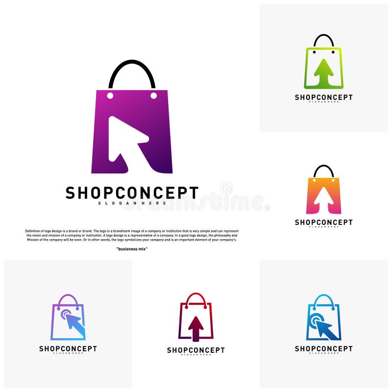 Ajuste da loja em linha Logo Design Concept Logotipo em linha do shopping Símbolo em linha da loja e dos presentes ilustração royalty free Ajuste da loja em linha Logo Design Concept Logotipo em linha do shopping Símbolo em linha da loja e dos presentes ilustração royalty free