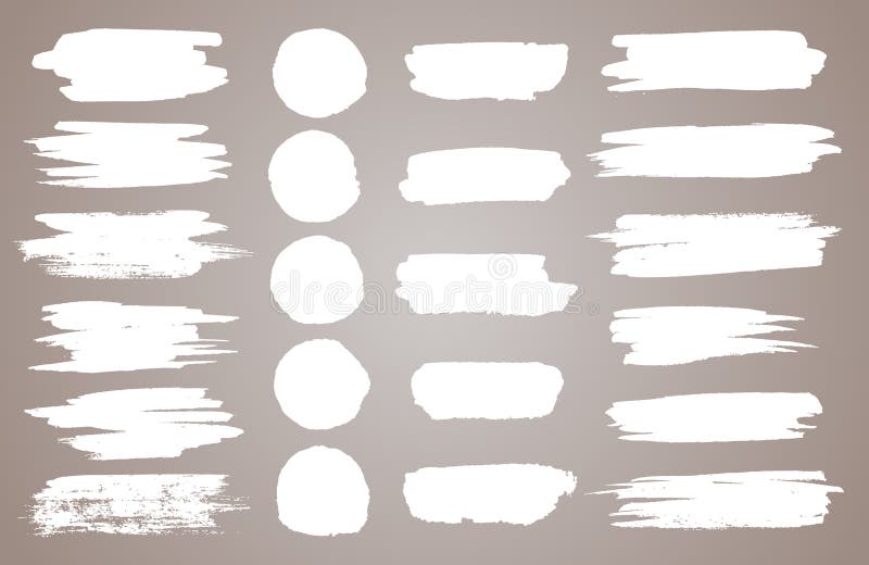 Ajuste das manchas brancas do vetor da tinta Pintura do preto do vetor, curso da escova da tinta, escova, linha ou textura redond