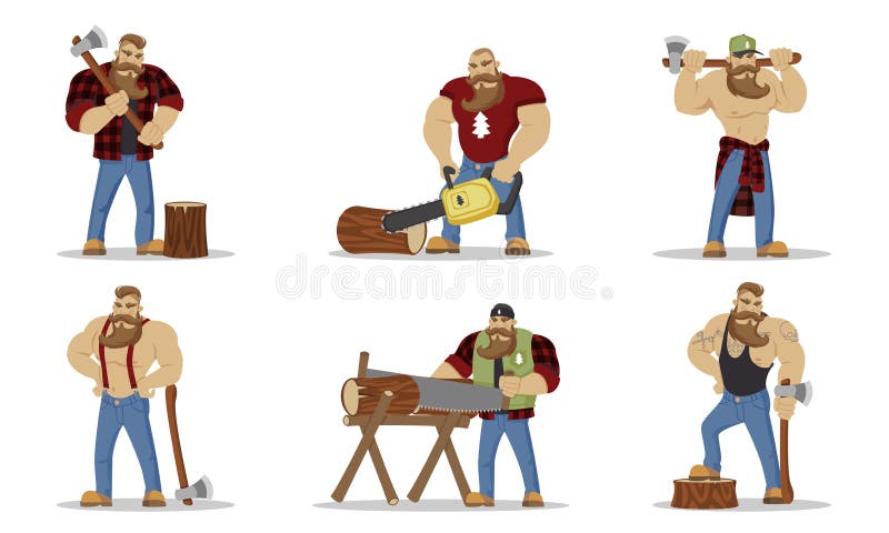 Cartoon Woodcutter Ilustrações, Vetores E Clipart De Stock