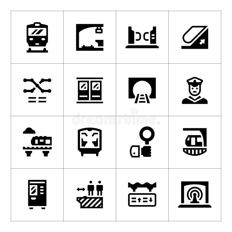 Ajuste ícones do metro ilustração stock Ajuste ícones do metro ilustração stock