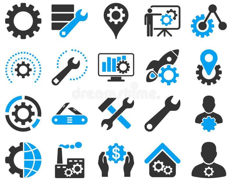 Ajustes e ícones das ferramentas ilustração stock Ajustes e ícones das ferramentas ilustração stock