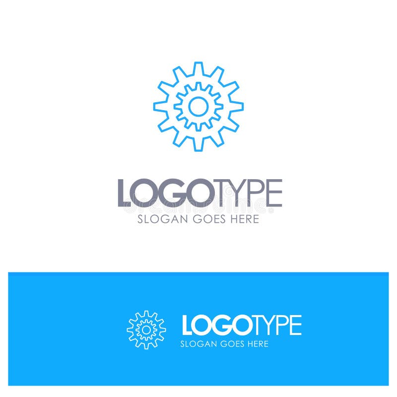 Ajustes, roda denteada, engrenagem, produção, sistema, roda, logotipo azul do esboço do trabalho com lugar para o tagline ilustração do vetor Ajustes, roda denteada, engrenagem, produção, sistema, roda, logotipo azul do esboço do trabalho com lugar para o tagline ilustração do vetor