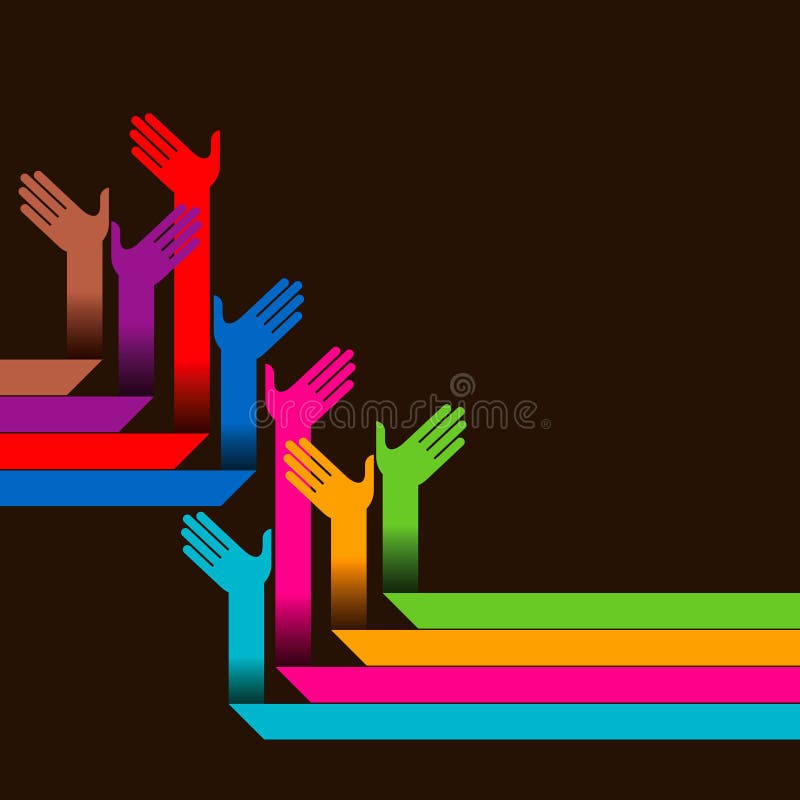 Ajutarea mâinilor de diferite culori stock illustration