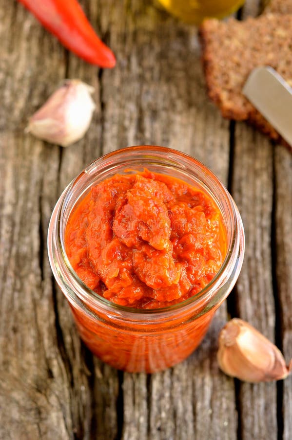 Ajvar In Jar (Balkan Red Pepper Relish, Serbia) Stock Image - Image of ...