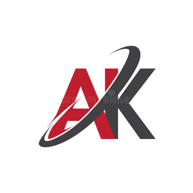 AK Initial Logo Company Name Colored Red and Black Swoosh Design, Isolated  on White Background. Vector Logo for Business and Stock Vector -  Illustration of clean, company: 199333164