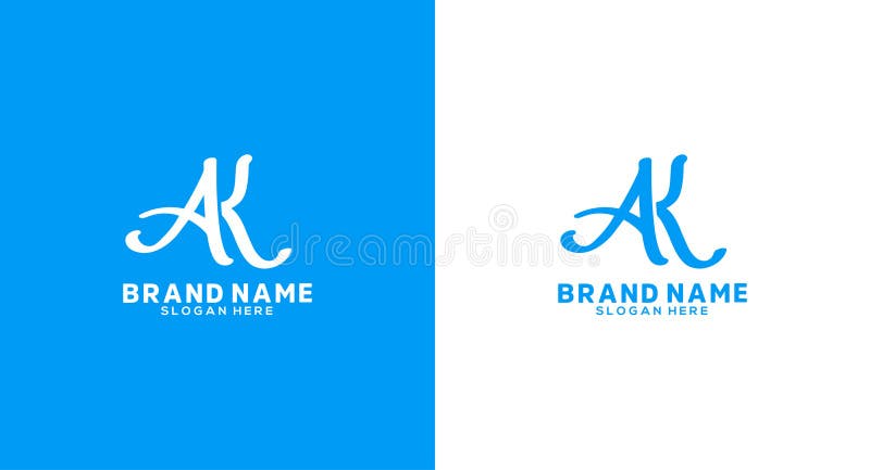 AK Letter Logo AK Monogram logo design AK icon stock illustration
