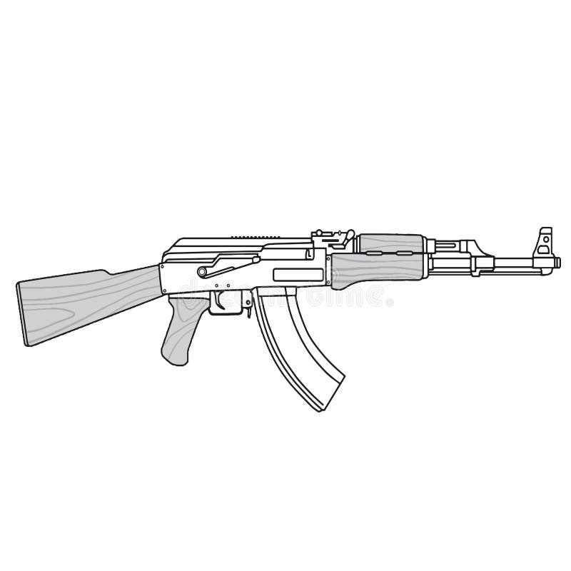 AK 47 Machine Gun Kalashnikov Vector Illustration. 