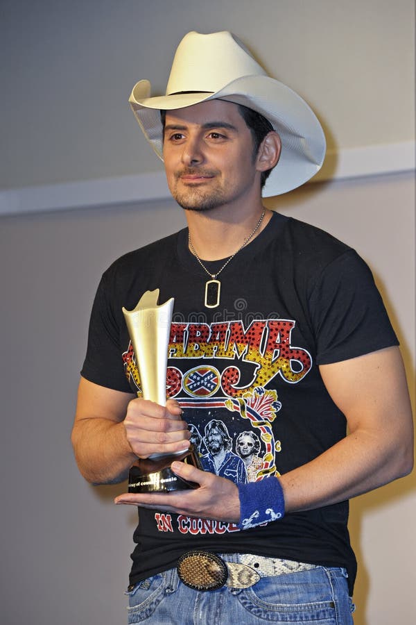 LAS VEGAS - APRIL 3 - Brad Paisley with the award for Top Male Vocalist in the press room at the 46th Annual Academy of Country Music Awards in Las Vegas, Nevada on April 3, 2011. LAS VEGAS - APRIL 3 - Brad Paisley with the award for Top Male Vocalist in the press room at the 46th Annual Academy of Country Music Awards in Las Vegas, Nevada on April 3, 2011.