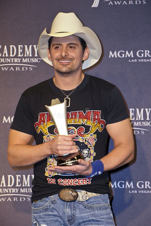 LAS VEGAS - APRIL 3 - Brad Paisley with the award for Top Male Vocalist in the press room at the 46th Annual Academy of Country Music Awards in Las Vegas, Nevada on April 3, 2011. LAS VEGAS - APRIL 3 - Brad Paisley with the award for Top Male Vocalist in the press room at the 46th Annual Academy of Country Music Awards in Las Vegas, Nevada on April 3, 2011.