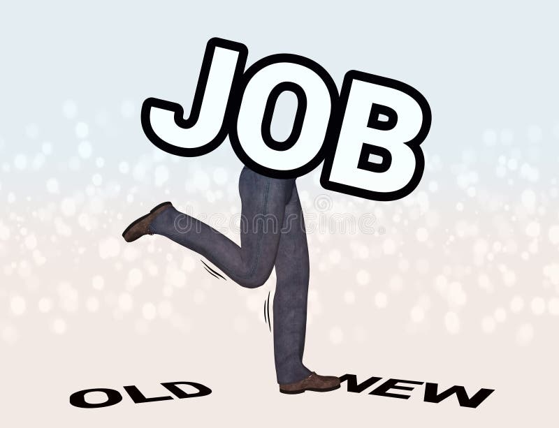 An employee jumping from old job to new job. An employee jumping from old job to new job.