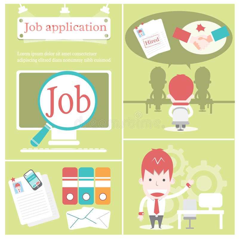 Job application,Vector cartoon business. Job application,Vector cartoon business